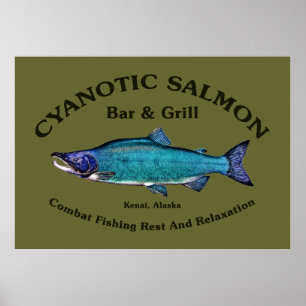 Cyanotic Salmon Bar en Grill Poster