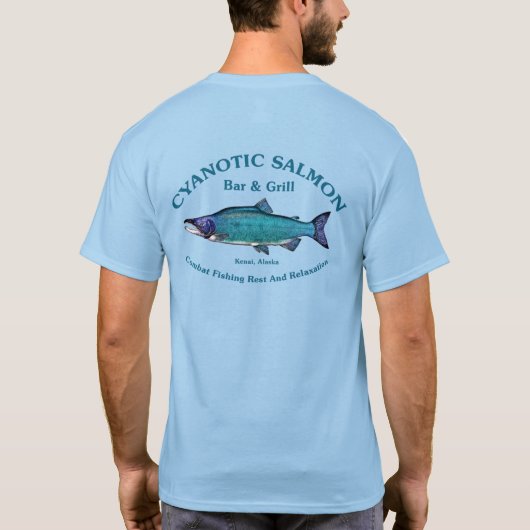 Cyanotic Salmon Bar en Grill T-shirt (Achterkant)