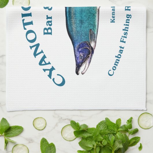 Cyanotic Salmon Bar en Grill Theedoek (Gevouwen)