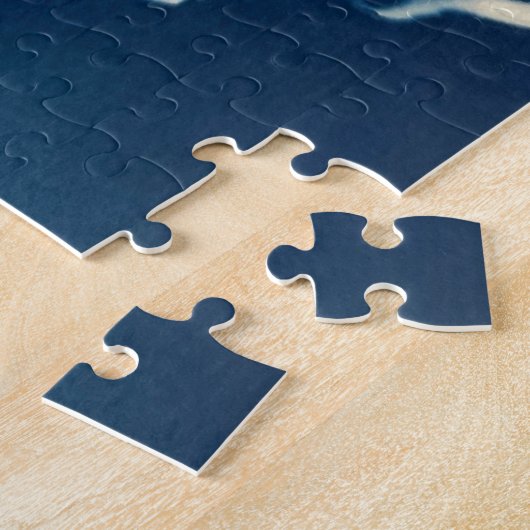 Cyanotype goudsbloem puzzel legpuzzel (Zijkant)