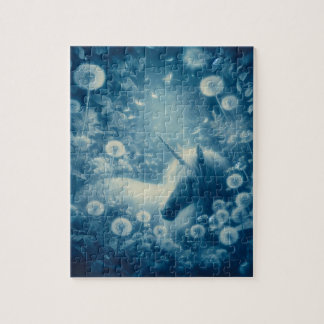 Cyanotype Paardebloem eenhoorn dromen Legpuzzel