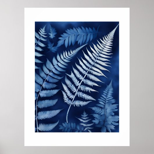 Cyanotype van de blauwe varen poster (Voorkant)