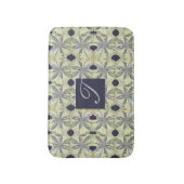 Cyanus Flower and Navy Bl. Monogram Badmat (Voorkant Verticaal)