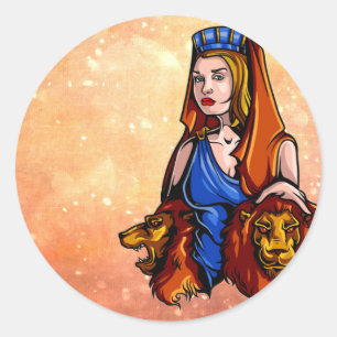 Cybele de Natuur Goddess met twee leeuwen Ronde Sticker