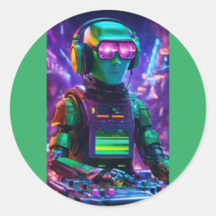 Cyber Beats-Collectie Ronde Sticker