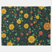 Cyber Bloom Fleece Deken (Voorkant (Horizontaal))