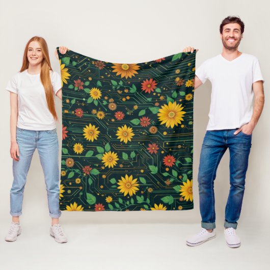 Cyber Bloom Fleece Deken (In situ)