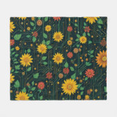 Cyber Bloom Fleece Deken (Voorkant (Horizontaal))