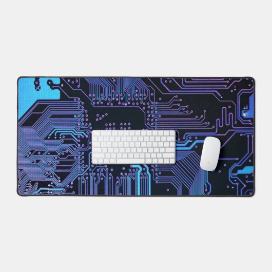 Cyber Blue PCB Circuit Board Trace Pattern Art (Clavier et souris)