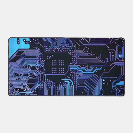 Cyber Blue PCB Circuit Board Trace Pattern Art (Recto)