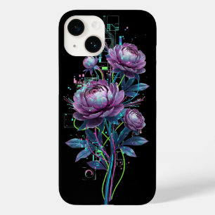 Cyber Botanische Neon Bloemen Holografisch Circuit Case-Mate iPhone 14 Hoesje
