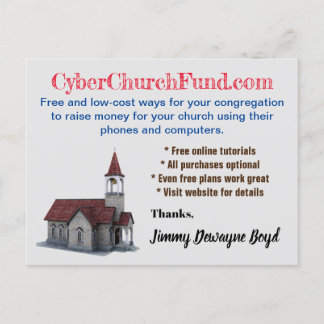 Cyber Church fondsenwerving Briefkaart