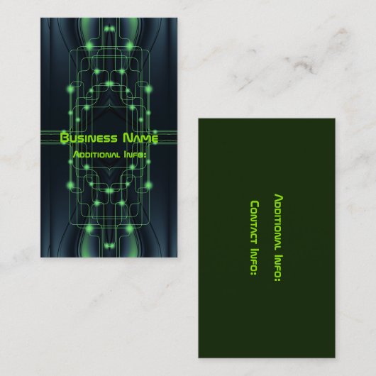Cyber Circuits verts Carte de visite 2 (Devant / Derrière)