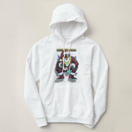 CYBER-CLAUS : Sweat à capuche crop graphique en éd (Design devant)