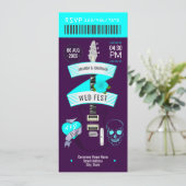 Cyber Cool Rock ’n’ Roll Trouwticket Kaart (Staand voorkant)
