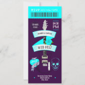 Cyber Cool Rock ’n’ Roll Trouwticket Kaart (Voorkant)