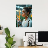 Cyber Demeter: Bio-Circuit Goddess Poster (Thuiskantoor)