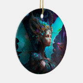 Cyber Fairy Fantasy Art Keramisch Ornament (Rechts)