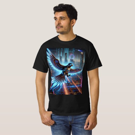 Cyber Falcon Neon Vol T-Shirt Design. (Devant entier)