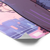 Cyber-fille rose - Poster style manga (Coin)