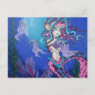Cyber Gothic Mermaid Jelly Fish Fantasy Briefkaart
