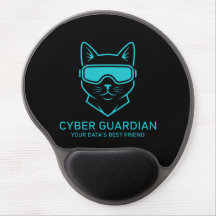 Cyber Guardian Neon Cat - Ergonomic Gel Mousepad f