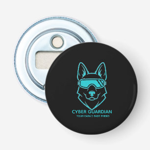 Cyber Guardian Neon Dog - Gamer en Techie Flesopen Button Flesopener