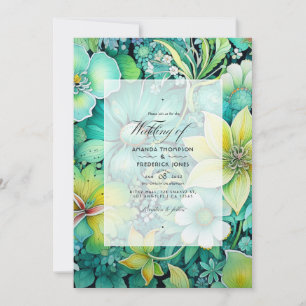 Cyber Lime Bloemen Bruiloft Kaart