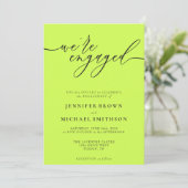 Cyber Lime & Jet Black Minimal We are Engaged Kaart (Staand voorkant)