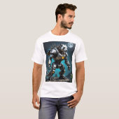 Cyber Mecha Panda Futuristic Robotic Warrior T-shi T-shirt (Voorkant volledig)