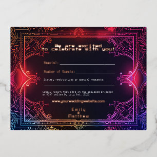 Cyber-middeleeuwse Fusion Wedding RSVP Kaart REAL 