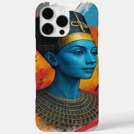 Cyber Nefertiti iPhone Case - Egyptische Neon Tech (Achterkant)