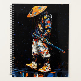 Cyber Ninja Palette Knife Neon Orange Impasto Planner