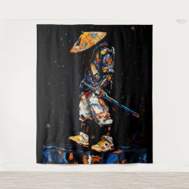 Cyber Ninja Palette Knife Neon Orange Impasto Wandkleed