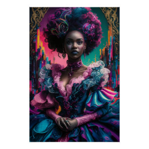 Cyber Nouveau Afro-Amerikaans Beauty Poster Perfect Poster