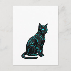 Cyber Nyan Futuristische Cyberpunk Kat Gamer Kledi Briefkaart