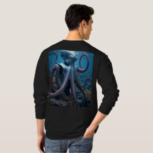 Cyber Octopus hommes noir T-shirt à manches longue