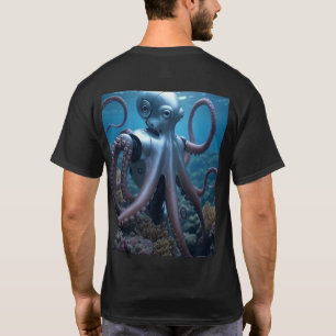 Cyber Octopus mannen zwart T-shirt achterkant