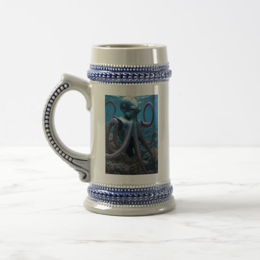 Cyber Octopus right hand blue stein Bierpul (Links)