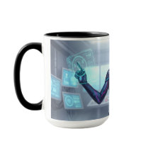 Cyber Oracle Mug – Futuristic Tech Anime Girl