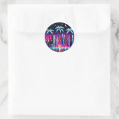 Cyber Palms: Neon Nightscape Ronde Sticker (Tas)