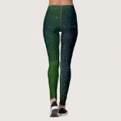 Cyber Punk Green & Blue Galaxy Space Leggings (Dos)