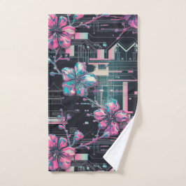Cyber Sakura Skyline Handdoek