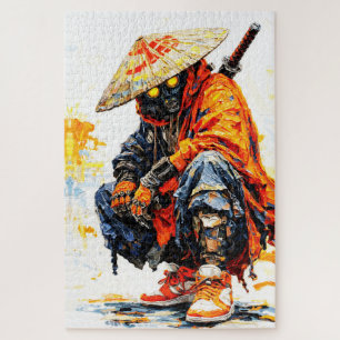 Cyber Samurai Paletmes Neon Oranje Impasto Legpuzzel
