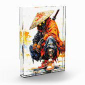 Cyber Samurai Palette Knife Neon Orange Impasto Fotoblokken (Links)