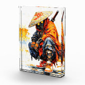 Cyber Samurai Palette Knife Neon Orange Impasto Fotoblokken (Rechts)