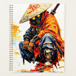 Cyber Samurai Palette Knife Neon Orange Impasto Planner