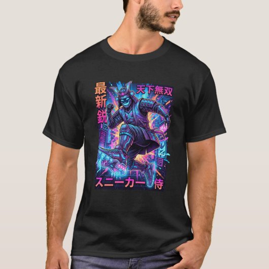 Cyber Samurai Sneakerhead - Neon Tokyo Future Kick T-shirt (Voorkant)