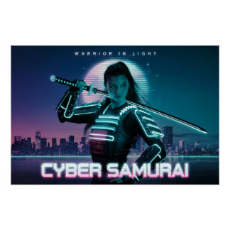 Cyber Samurai: Warrior in Light Perfect Poster