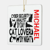 Cyber Security Analyst houdt van Cats CUSTOM Keramisch Ornament (Links)